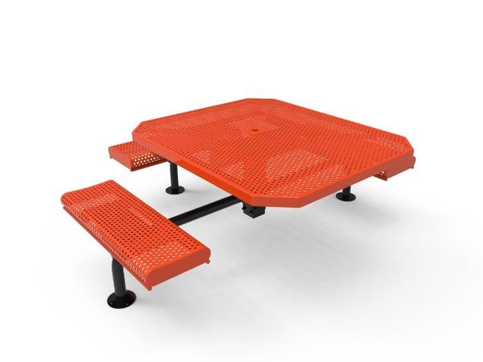 Commercial 46in Octagon Nexus Pedestal Picnic Table – Thermoplastic Punched Steel, Rolled Seats - Image 4