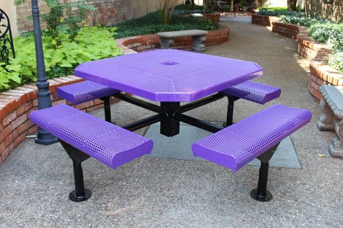 Commercial 46in Octagon Nexus Pedestal Picnic Table – Thermoplastic Punched Steel, Rolled Seats - Image 5