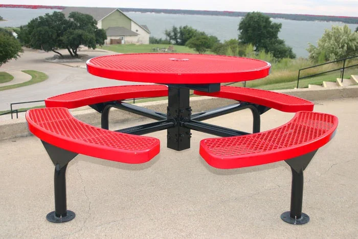 Commercial 46in Round Nexus Pedestal Picnic Table – Thermoplastic Expanded Metal - Image 5