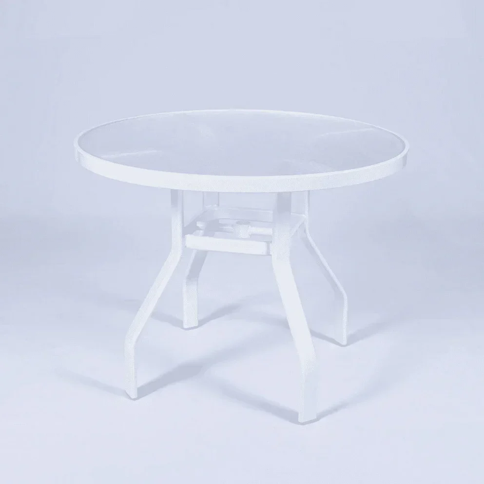 Oasis 36in Round Acrylic Commercial Pool Patio Table – Rectangular Aluminum Tubing - Image 2