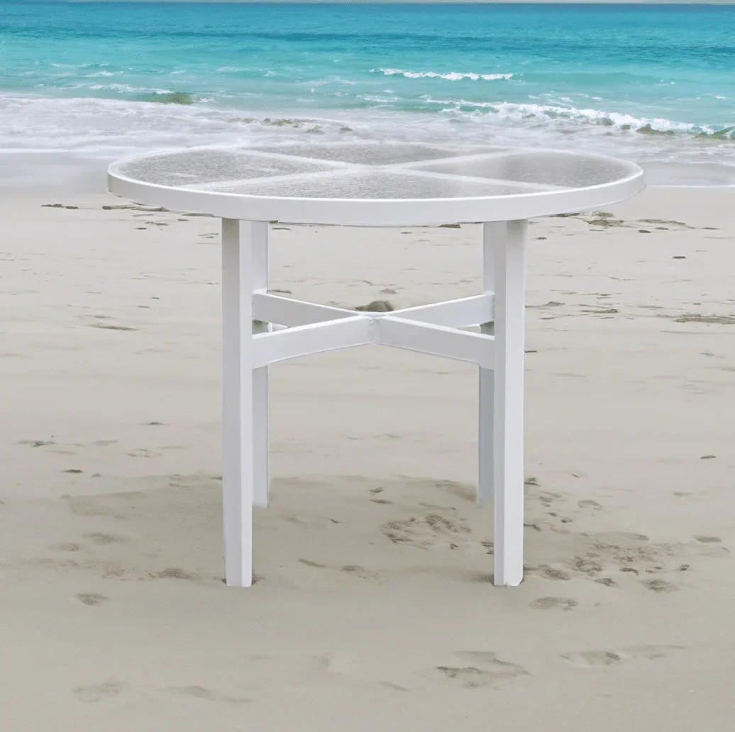Skyline 42in Round Heavy Duty Acrylic Commercial Pool Patio Table – Aluminum Frame