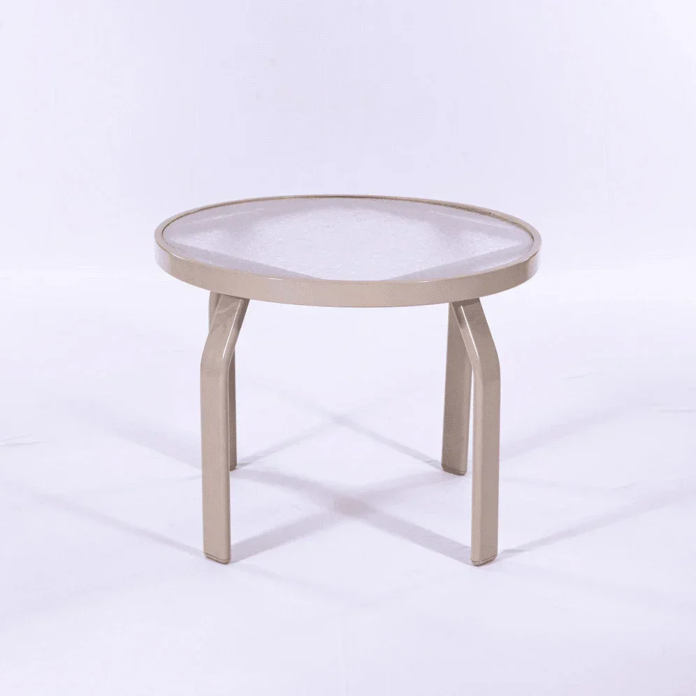 Oasis 24in Round Acrylic Pool Side Table – Round Aluminum Tubing Frame
