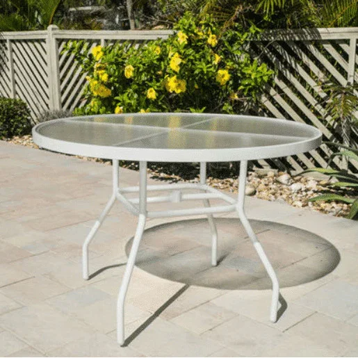 Beach Club 42in Round Acrylic Commercial Pool Patio Table – Round Aluminum Tubing - Image 2
