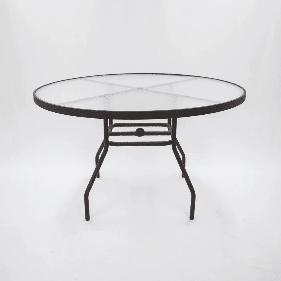 Beach Club 48in Round Acrylic Commercial Pool Patio Table – Round Aluminum Tubing