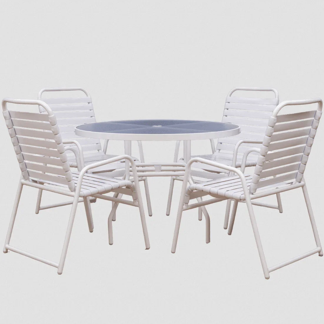 Beach Club 48in Round Acrylic Commercial Pool Patio Table – Round Aluminum Tubing - Image 2