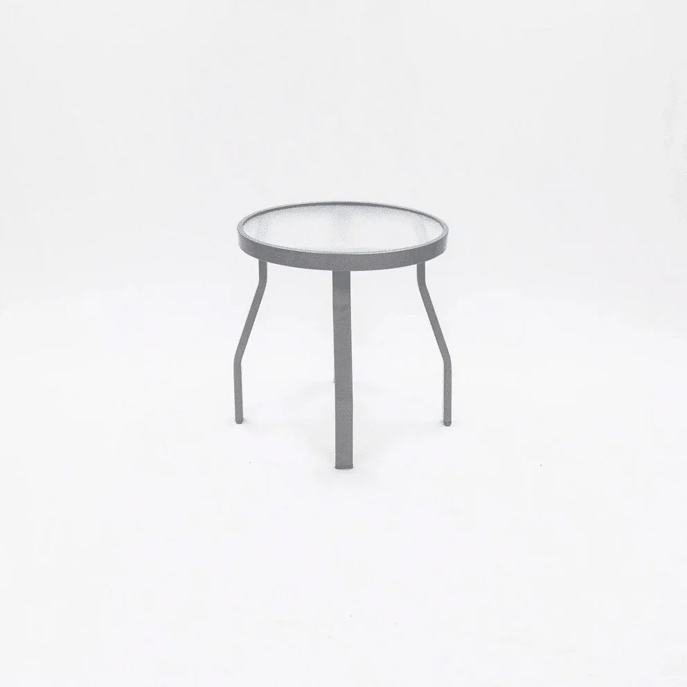 Oasis 18in Round Acrylic Pool Side Table – Rectangular Aluminum Tubing