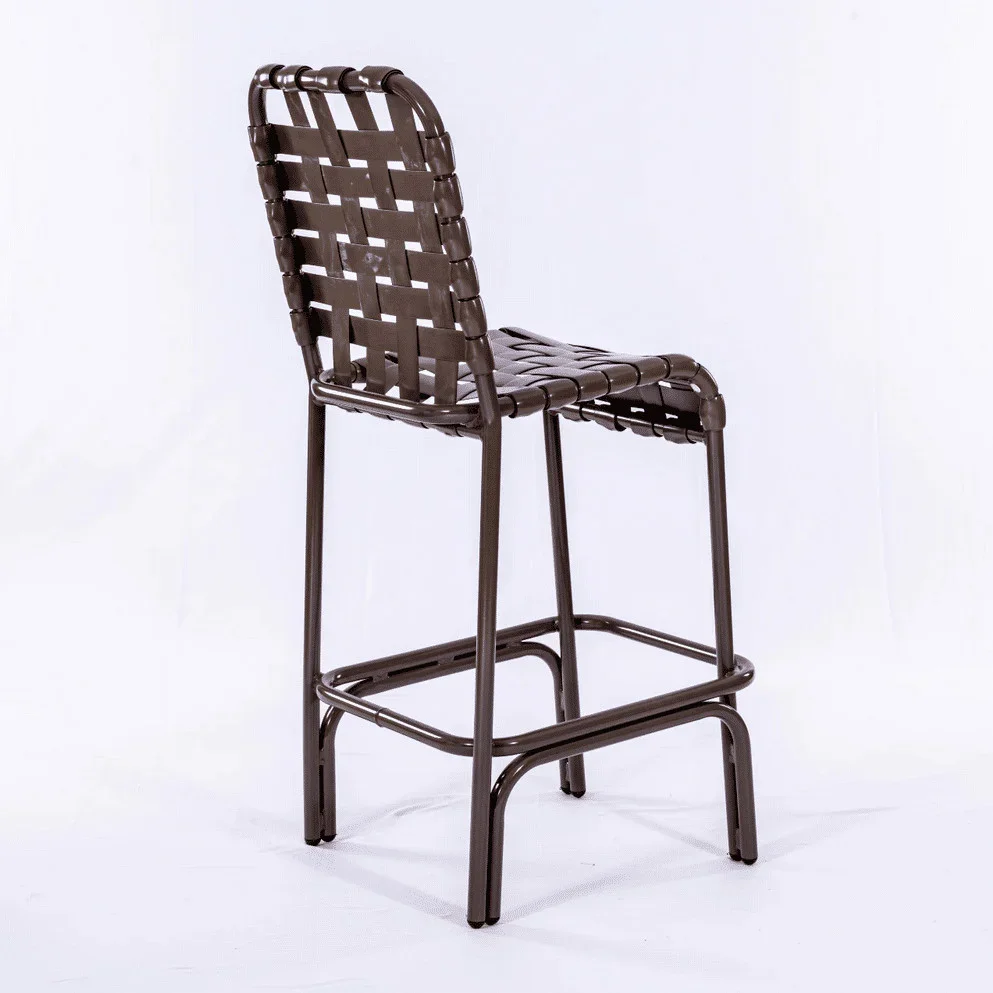 Coastline Basket Weave Vinyl Strap Commercial Pool Bar Stool – Aluminum Frame - Image 3