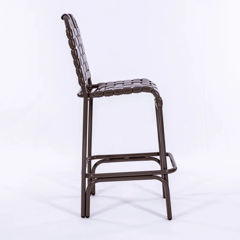 Coastline Basket Weave Vinyl Strap Commercial Pool Bar Stool – Aluminum Frame - Image 4