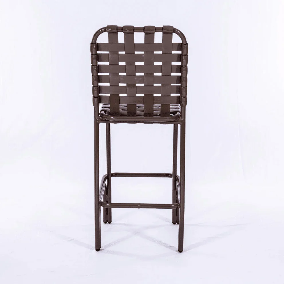 Coastline Basket Weave Vinyl Strap Commercial Pool Bar Stool – Aluminum Frame - Image 5
