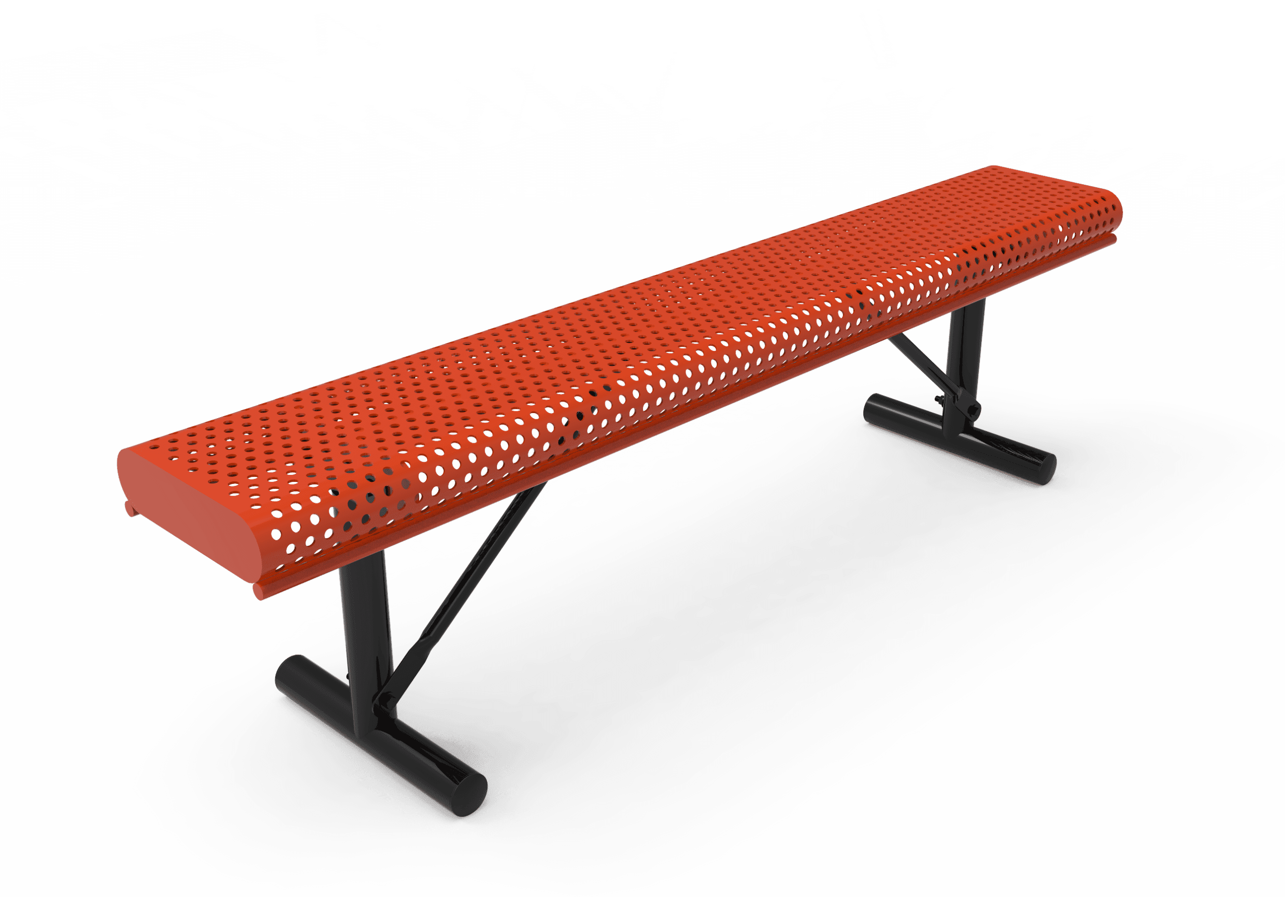 Commercial Rolled Edge Park Bench Without Back – Expanded Metal, Thermoplastic Coated - Image 4