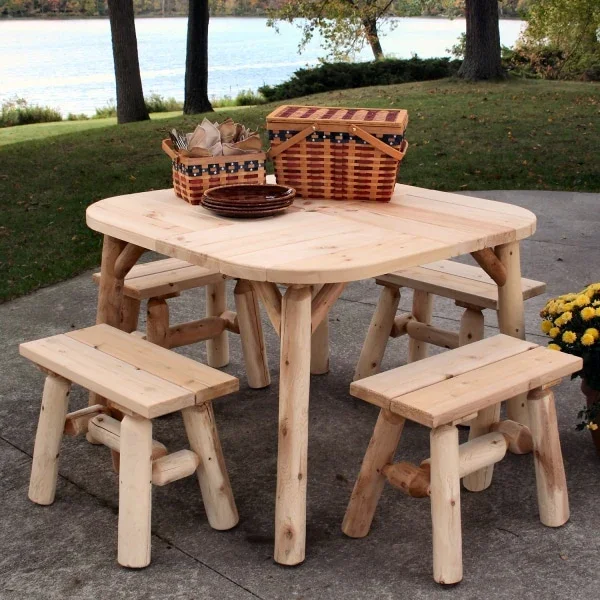Lakeland Mills Cedar Log 23 Inch End Bench – Northern White Cedar - Image 2