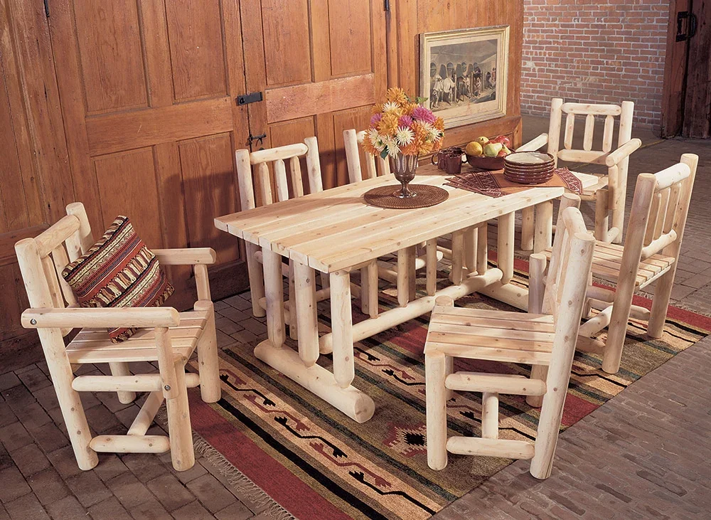 Lakeland Mills Cedar Log Farm Table Family Dining Room Table