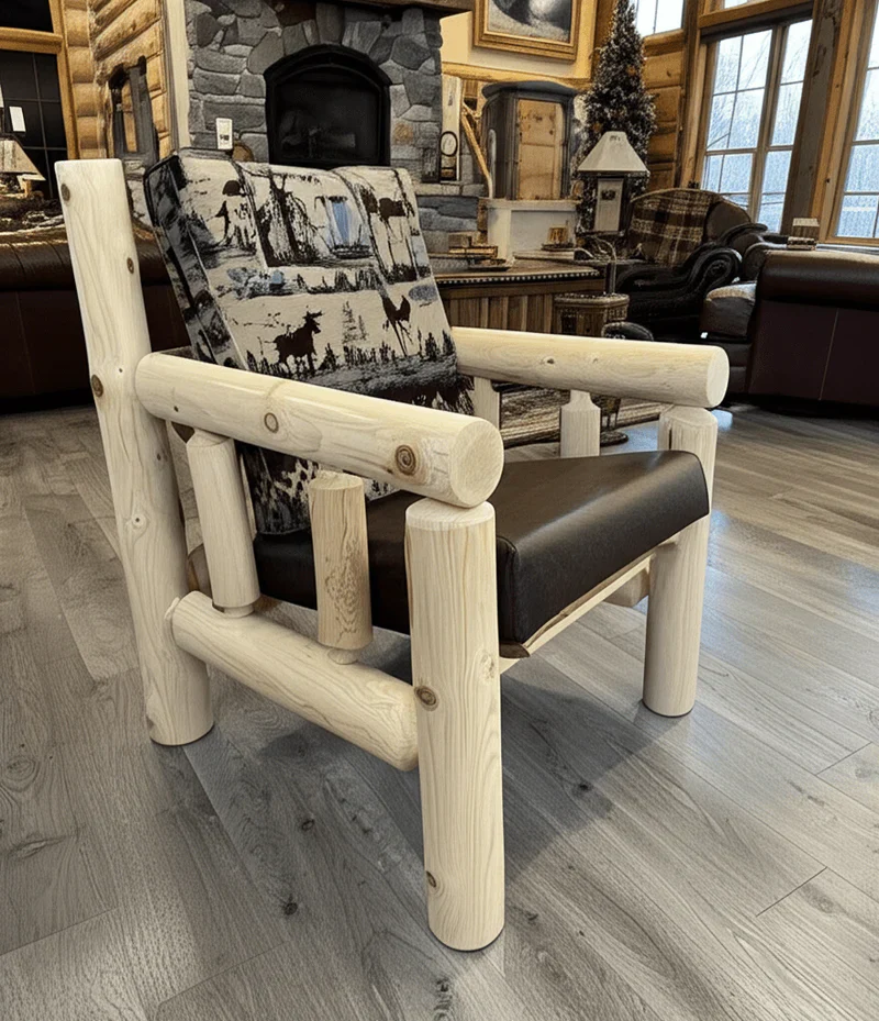 Cedar Log Indoor/Covered Patio Chair – 5 Finish Options – Cushions Included