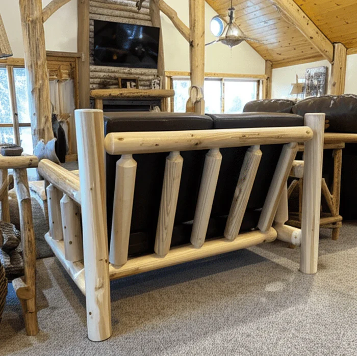 Cedar Log Indoor/Covered Patio Loveseat – 5 Finish Options – Cushions Included - Image 2