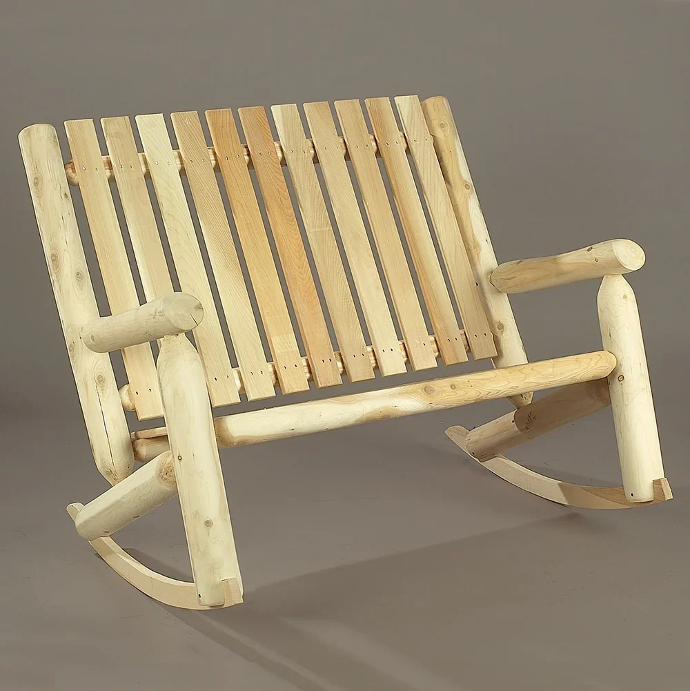 Lakeland Mills Cedar Log Loveseat Rocking Chair – Northern White Cedar