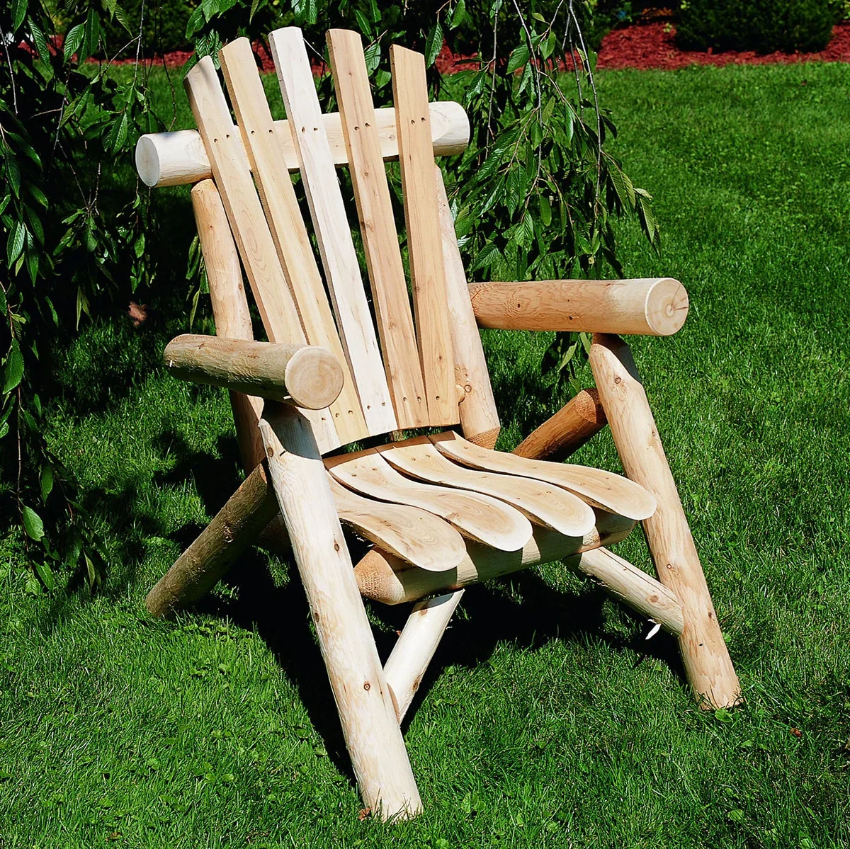Lakeland Mills Cedar Log Wooden Lounge Chair – Northern White Cedar - Image 3