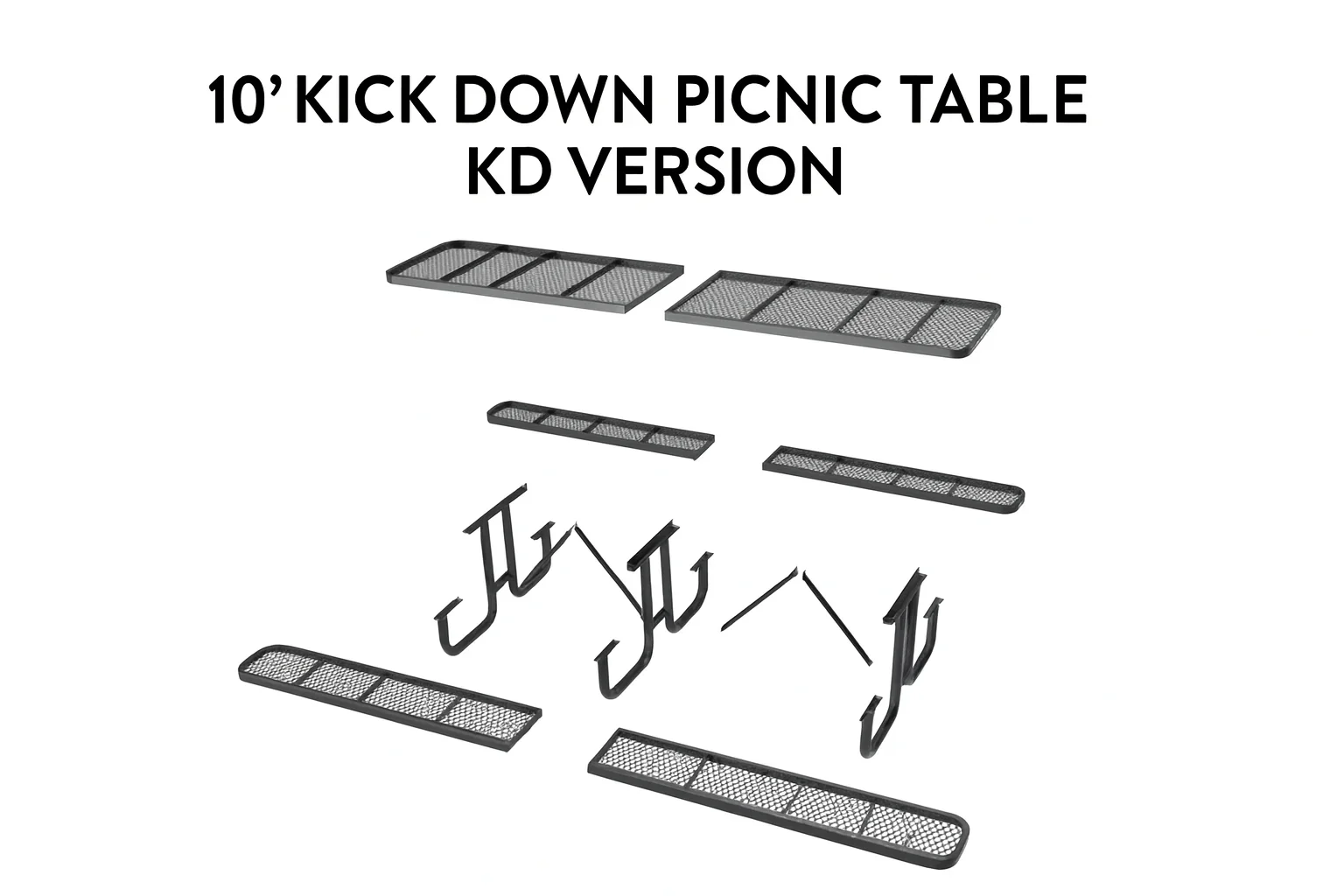 Outdoorsiness Quick Ship Commercial 10ft Rectangular Picnic Table – Thermoplastic Expanded Metal, UL Certified - Image 2