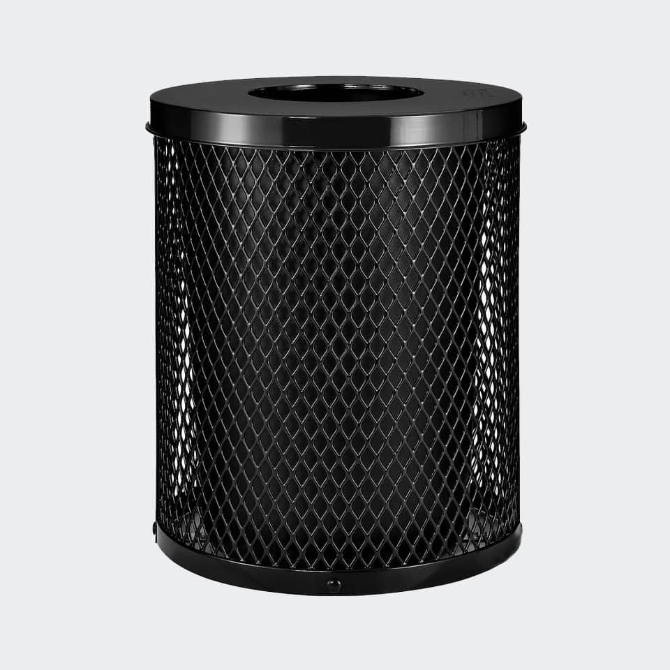 36 Gallon Diamond Expanded Steel Commercial Outdoor Trash Can – Flat Lid, Liner & Base - Image 5