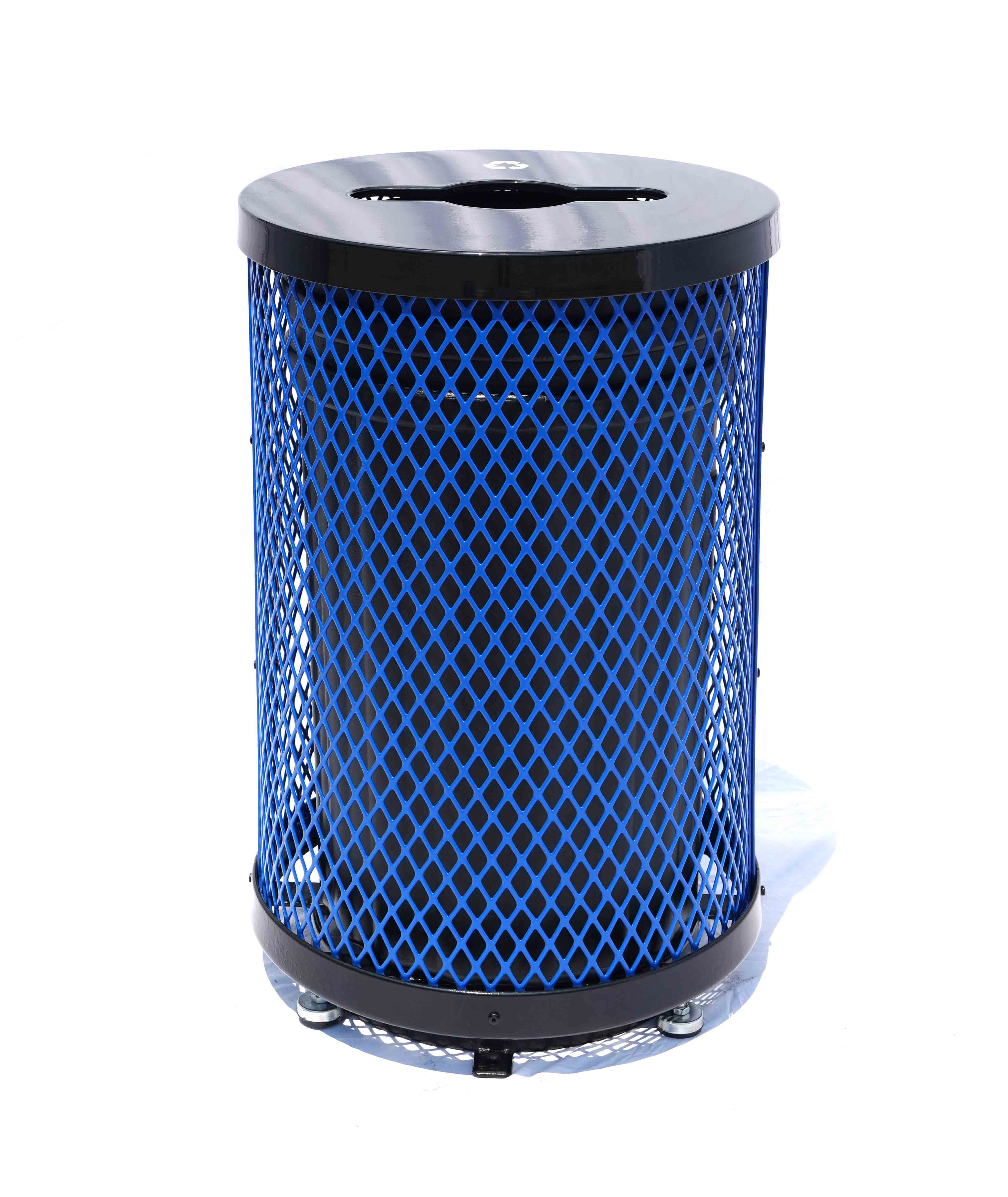 36 Gallon Diamond Expanded Steel Commercial Outdoor Trash Can – Plastic Dome Lid, Liner & Base - Image 8