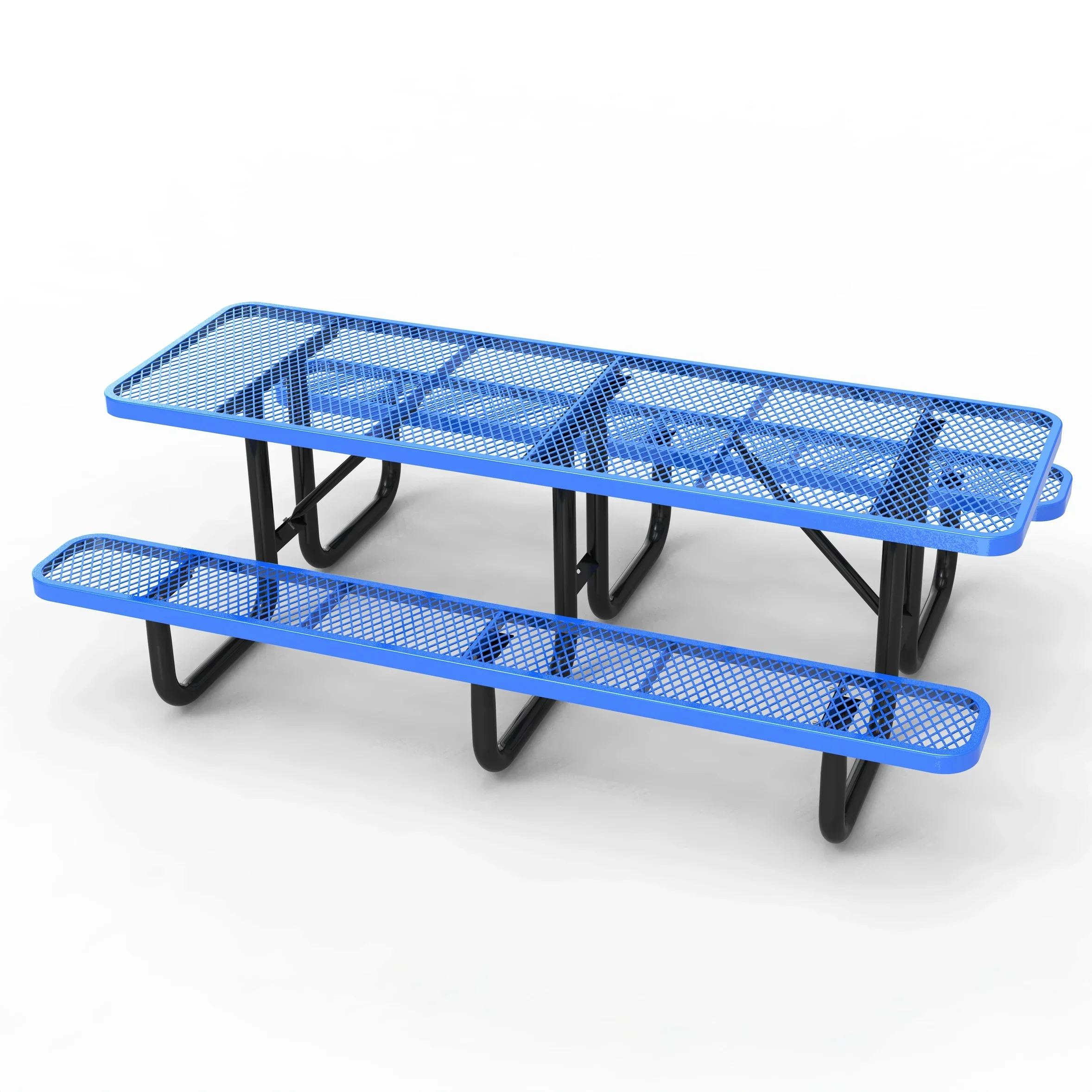 Outdoorsiness Quick Ship 8ft Knock-Down Rectangular Picnic Table – Split Top, Thermoplastic, Commercial Grade
