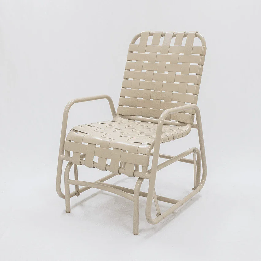Coastline Basket Weave Vinyl Strap Commercial Poolside Glider Chair – Aluminum Frame