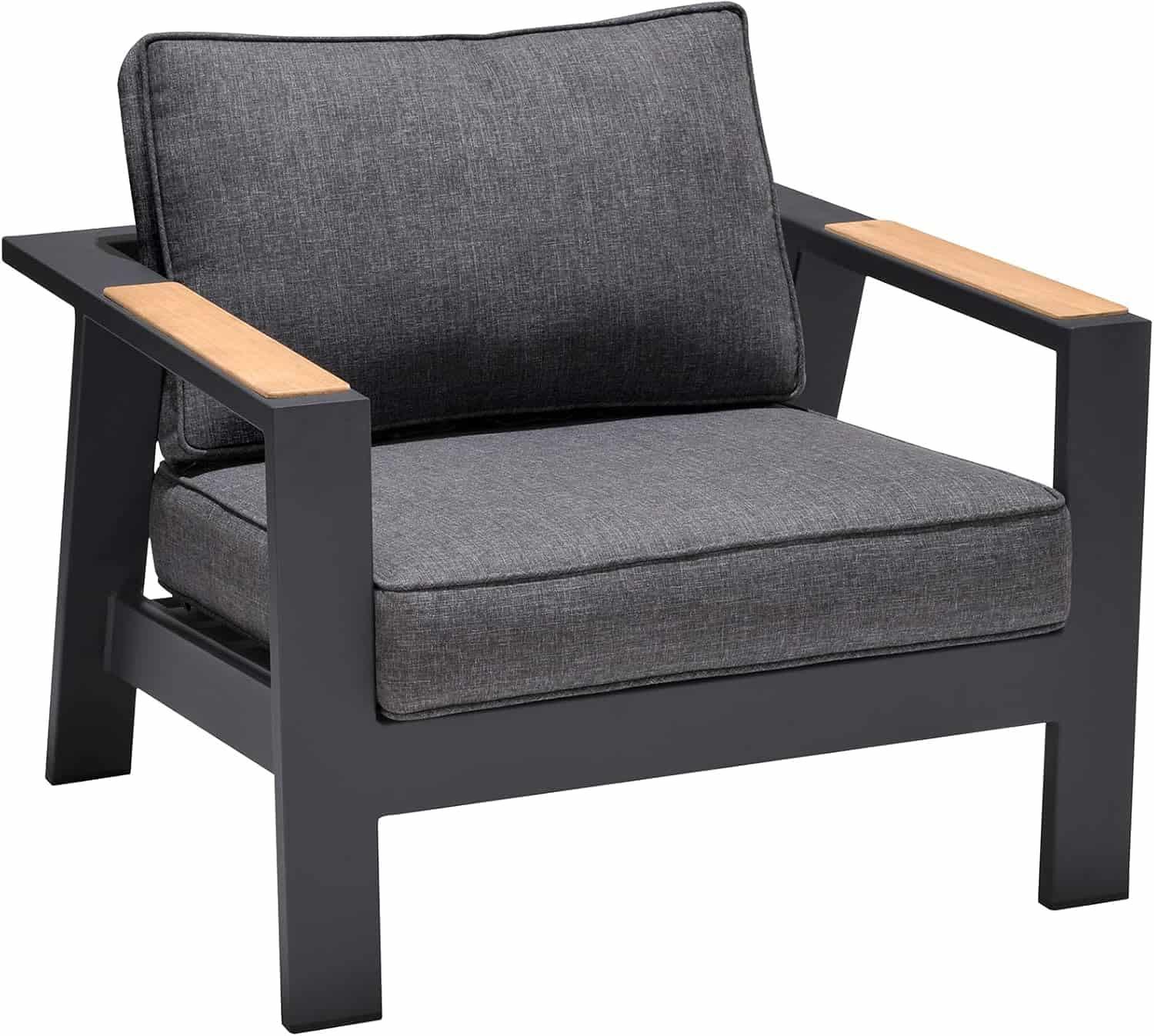Oceanic 4 Piece Commercial Deep Seating Patio Sofa Set - Aluminum with Teak Accents - Image 7