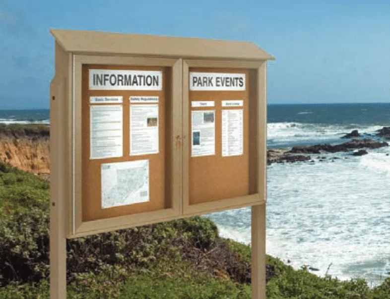 Double Door 45"x36" Cork Outdoor Message Board - Image 2
