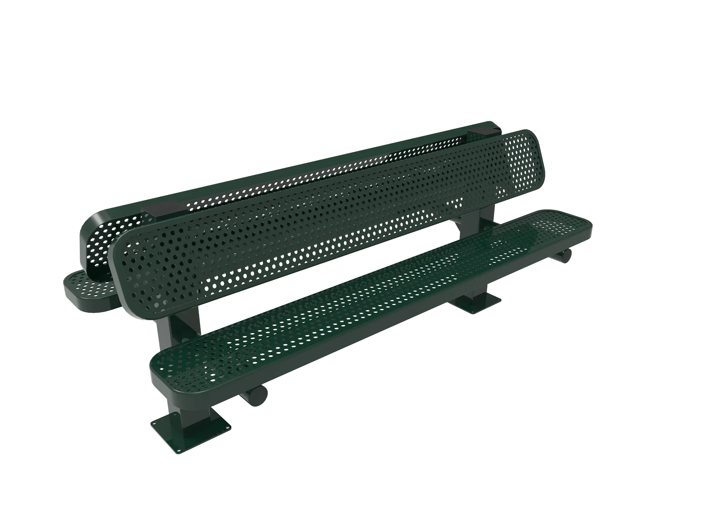 Commercial Double Pedestal Outdoor Bench – Back-to-Back Seating, Thermoplastic Coated - Image 3