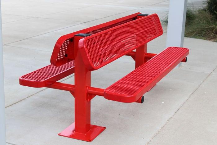 Commercial Double Pedestal Outdoor Bench – Back-to-Back Seating, Thermoplastic Coated - Image 4