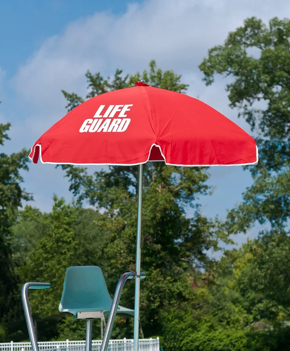Frankford Lifeguard 6.5 Foot Hexagon Steel Beach Umbrella – Manual Lift, No Tilt