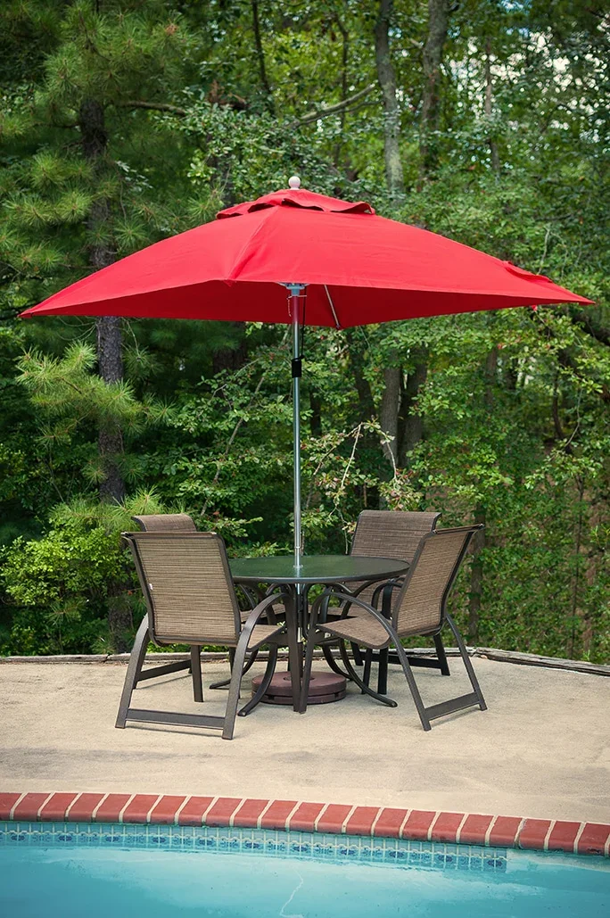 Frankford Monterey 7.5 Foot Square Fiberglass Market Umbrella – Pulley Lift, No Tilt