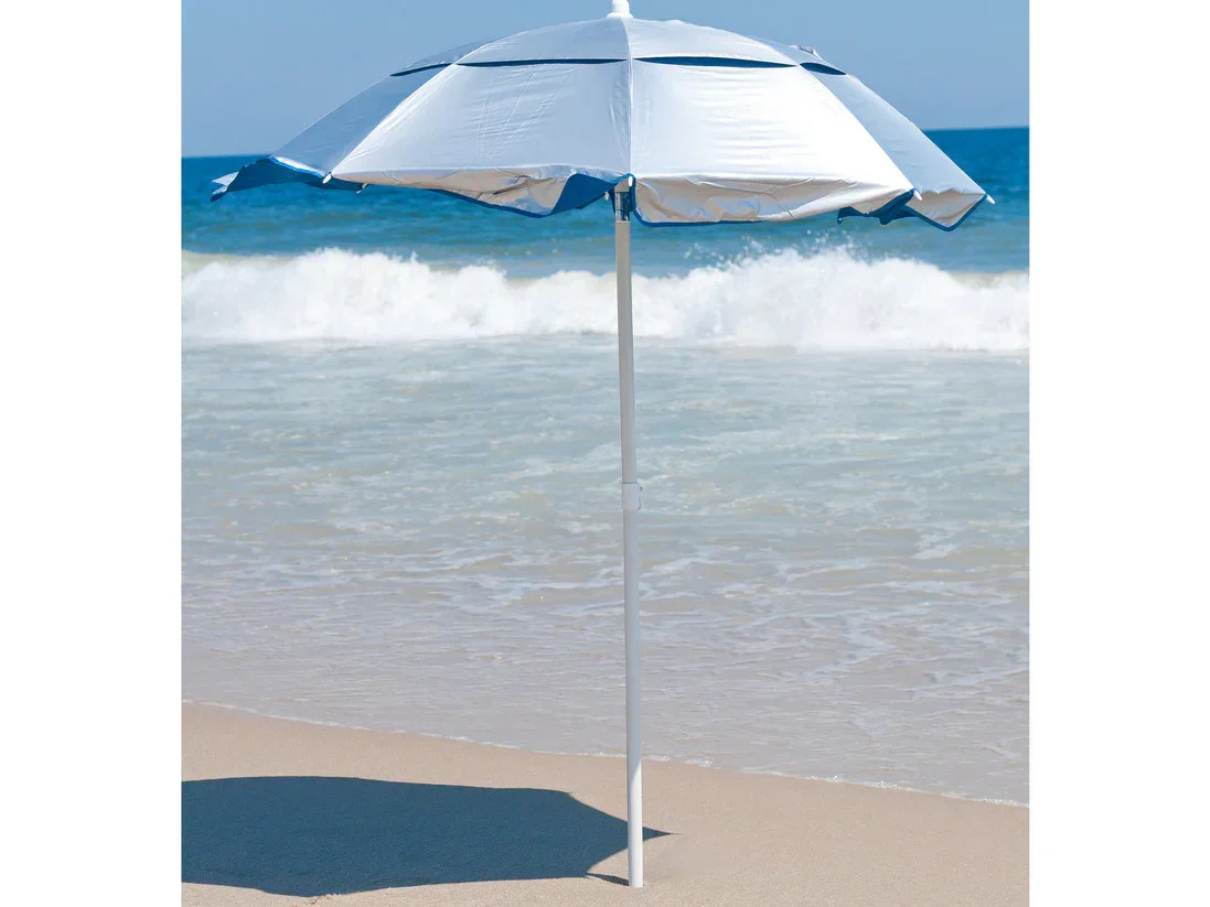 Quick Ship Solar Reflective 6 Foot Hexagon Fiberglass Beach Umbrella – UV Coated Silver Canopy - Image 5