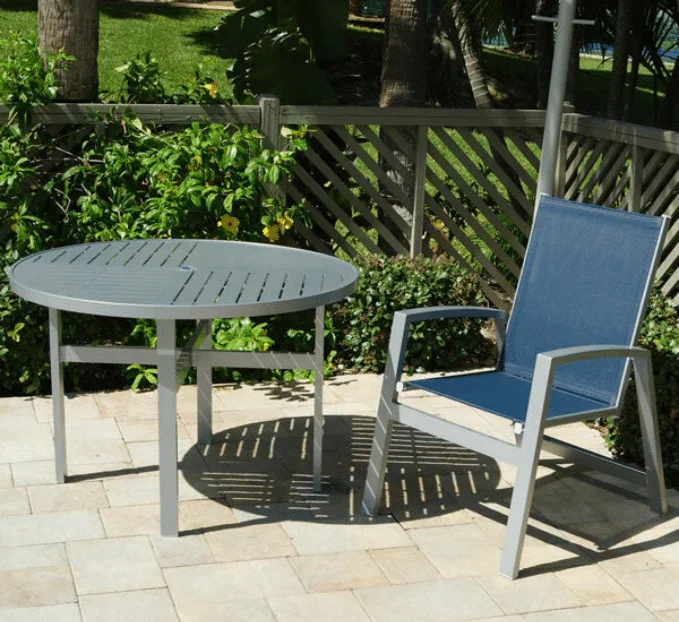 Skyline 42in Heavy Duty Aluminum Commercial Pool Patio Table – Punched Top - Image 4