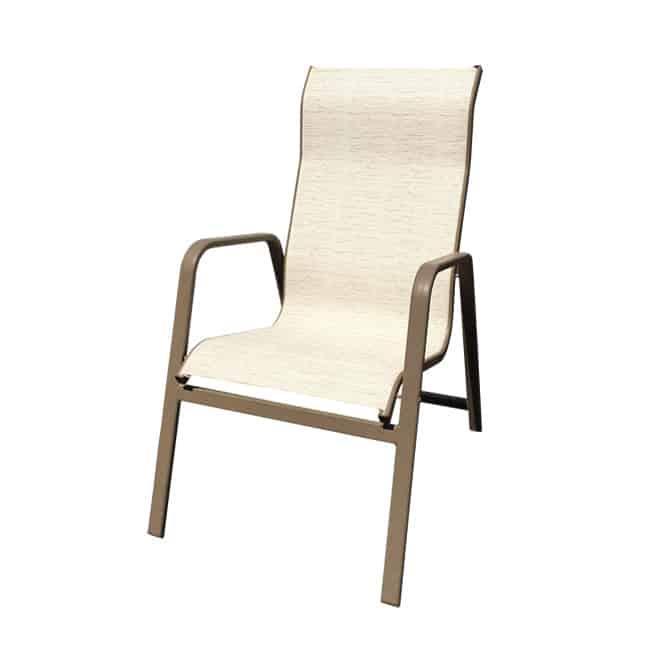 Commercial Sling Pool Side High Back Dining Arm Chair