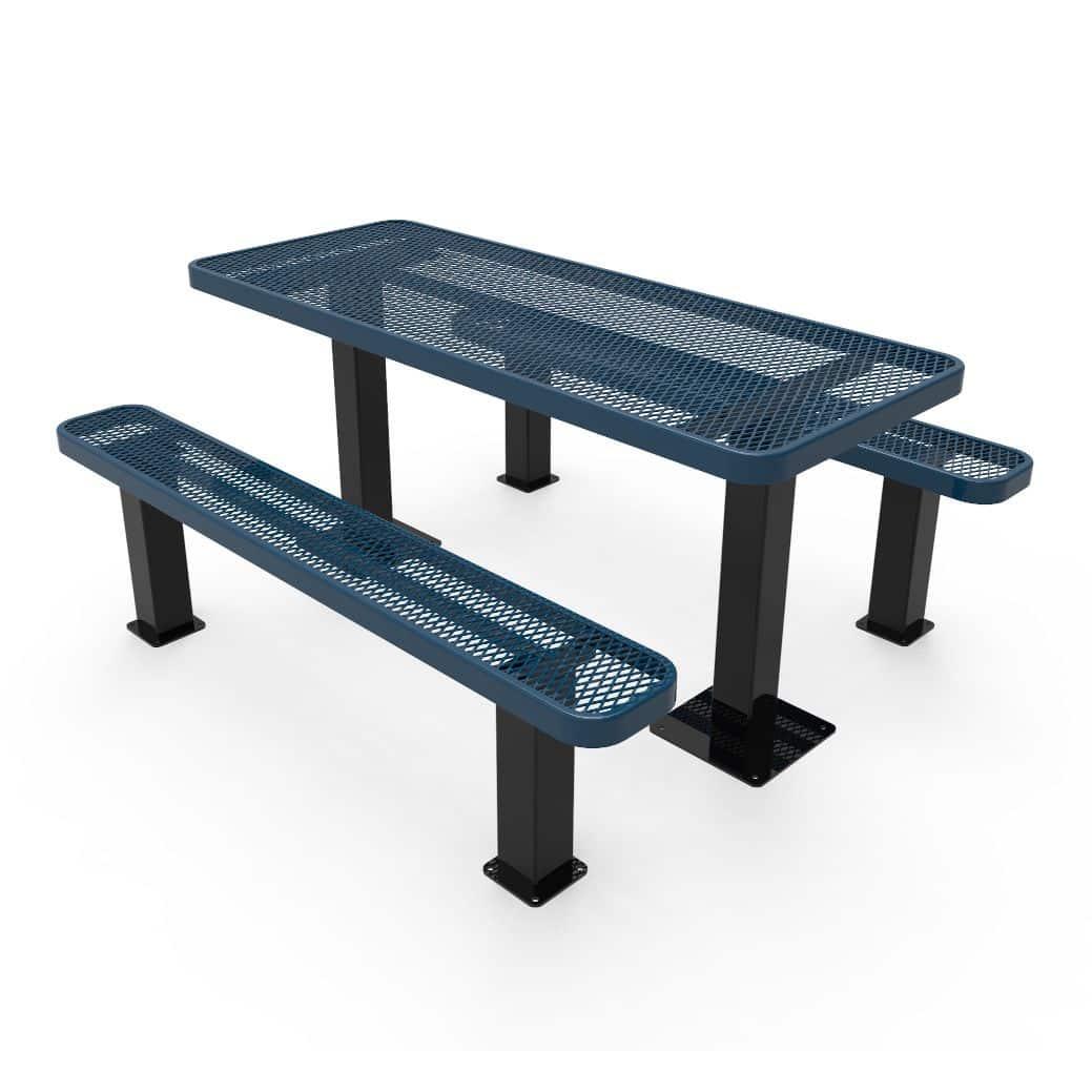Commercial Rectangle Independent Pedestal Picnic Table – Thermoplastic Expanded Metal, 6ft