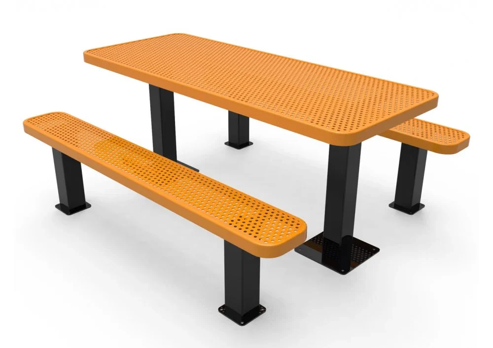 Commercial Rectangle Independent Pedestal Picnic Table – Thermoplastic Expanded Metal, 6ft - Image 2