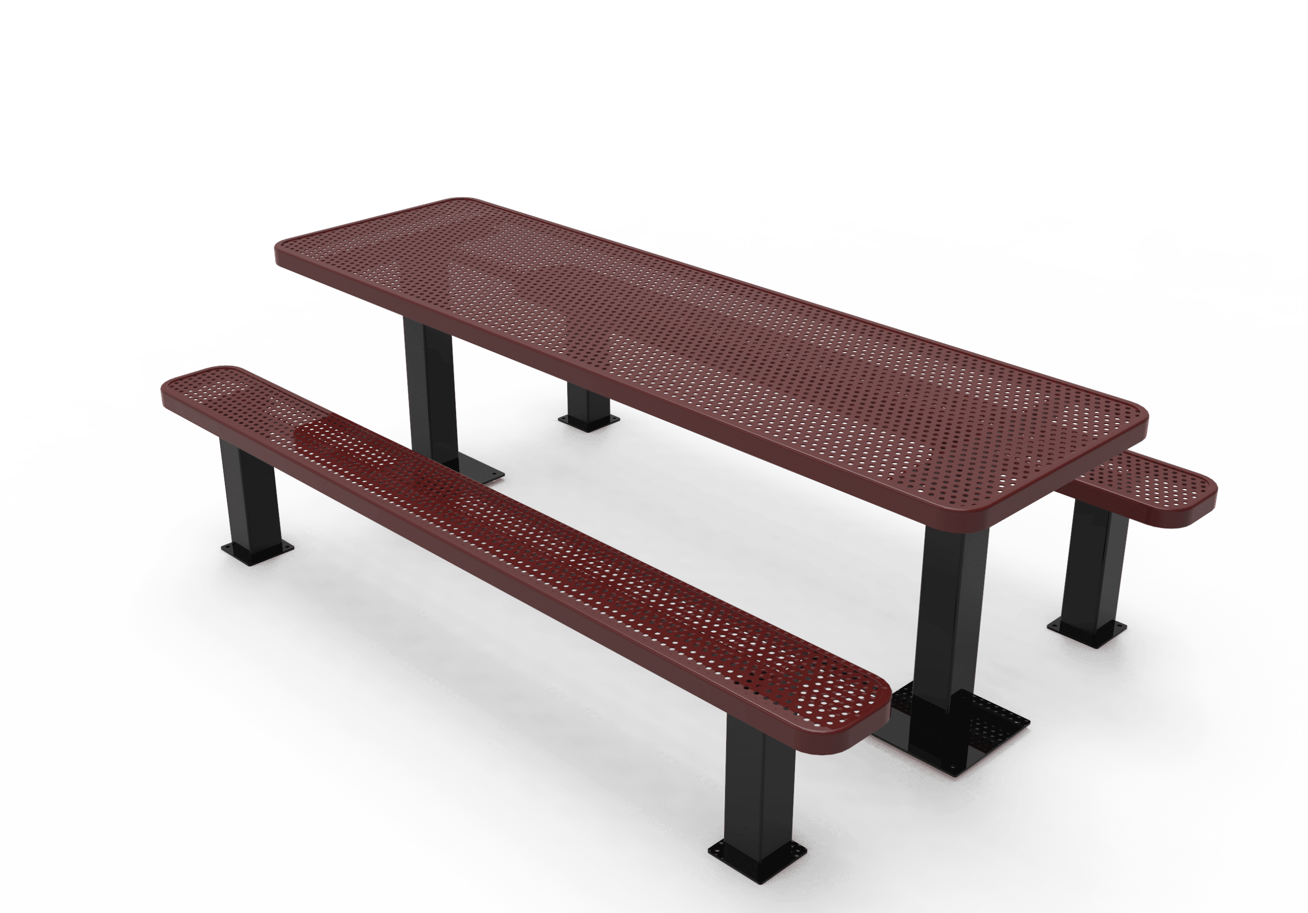 Commercial Rectangle Independent Pedestal Picnic Table – Thermoplastic Expanded Metal, 6ft - Image 3