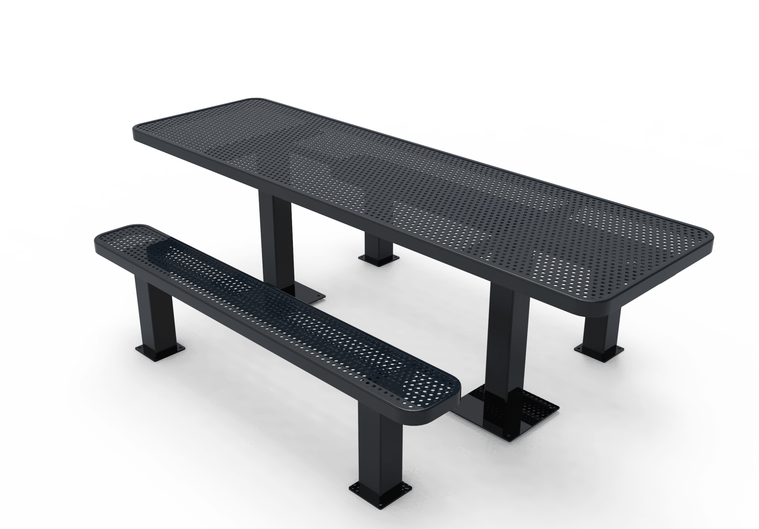 Commercial Rectangle Independent Pedestal Picnic Table – Thermoplastic Expanded Metal, 6ft - Image 5