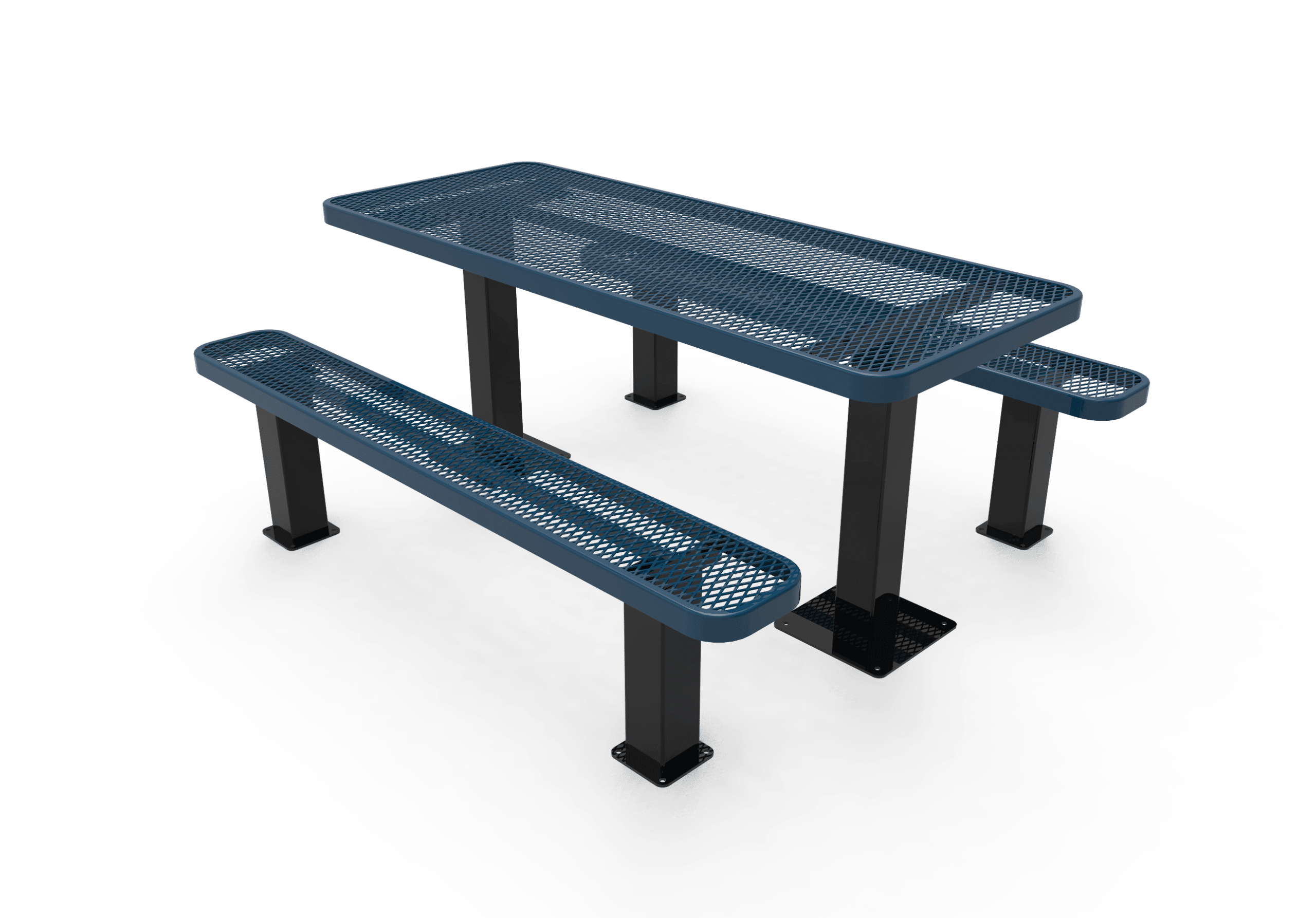 Commercial Rectangle Independent Pedestal Picnic Table – Thermoplastic Expanded Metal, 6ft - Image 6