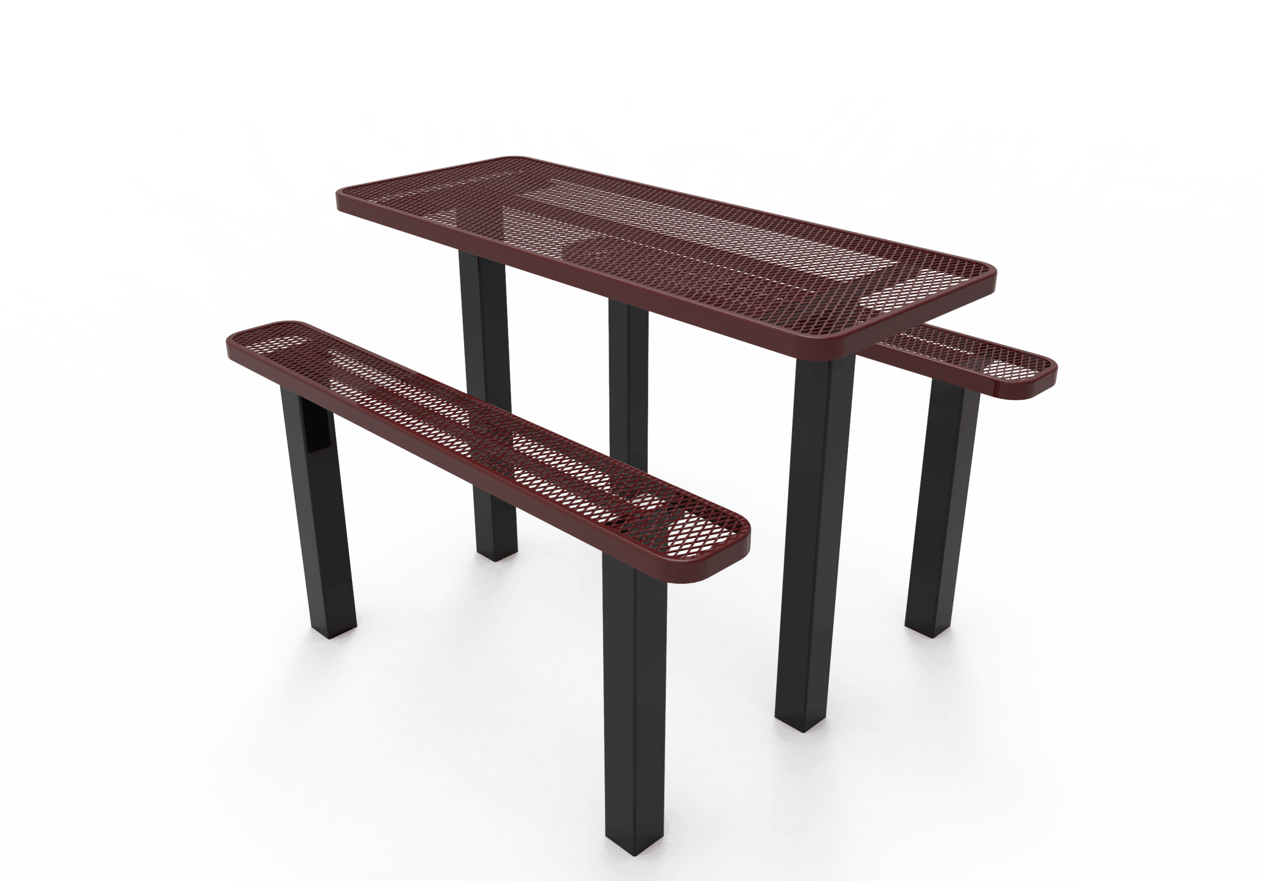 Commercial Rectangle Independent Pedestal Picnic Table – Thermoplastic Expanded Metal, 6ft - Image 7