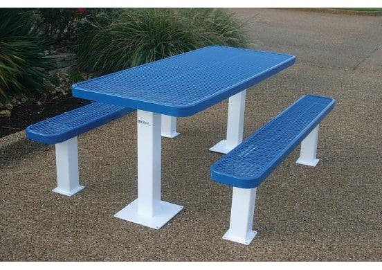 Commercial Rectangle Independent Pedestal Picnic Table – Thermoplastic Expanded Metal, 6ft - Image 8