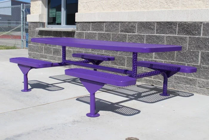 Commercial 8ft Nexus Rectangle Picnic Table – Thermoplastic Expanded Metal, Diamond Pattern - Image 2