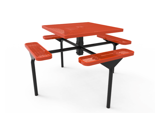 Commercial Nexus Square Picnic Table – Thermoplastic Expanded Metal, Surface or In-Ground - Image 2