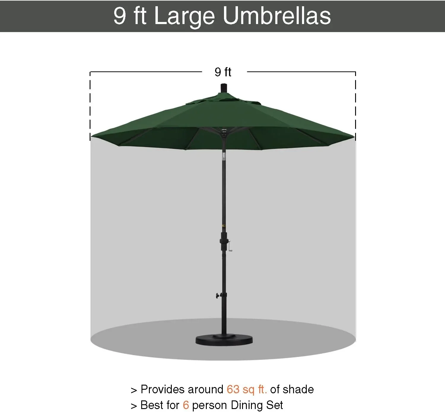 Quick Ship 94in - 7.8 Foot Commercial Outdoor Market Umbrella – Hardwood Pole - Image 5