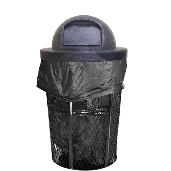48 Gallon Steel Mesh Commercial Outdoor Trash Can – Plastic Dome Lid, Corrosion Resistant - Image 3