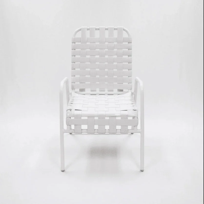 Cross Weave Vinyl Strap Commercial Pool Side Dining Chair - Image 2