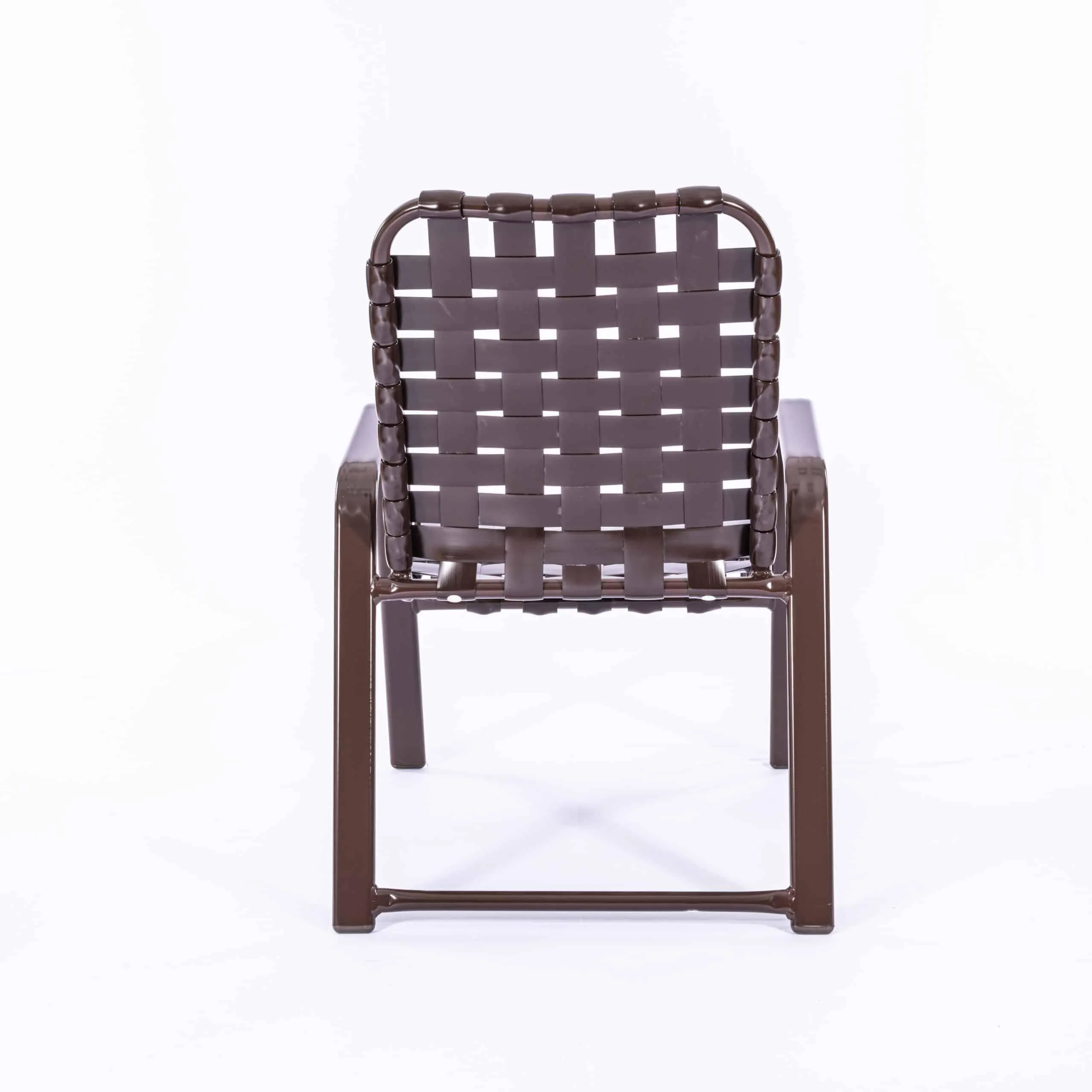 Cross Weave Vinyl Strap Commercial Pool Side Dining Arm Chair - Image 5