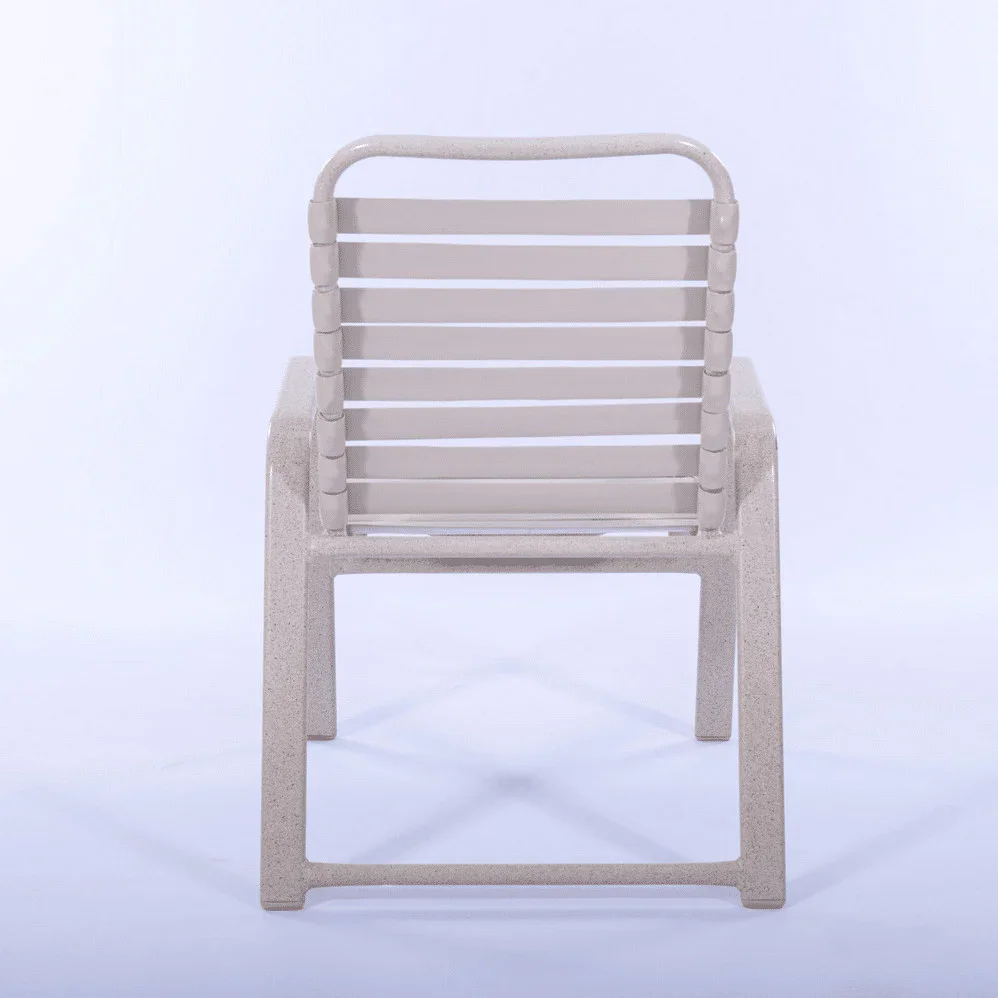 Wide Frame Vinyl Strap Commercial Pool Side Dining Chair with Comfort Arm - Image 3
