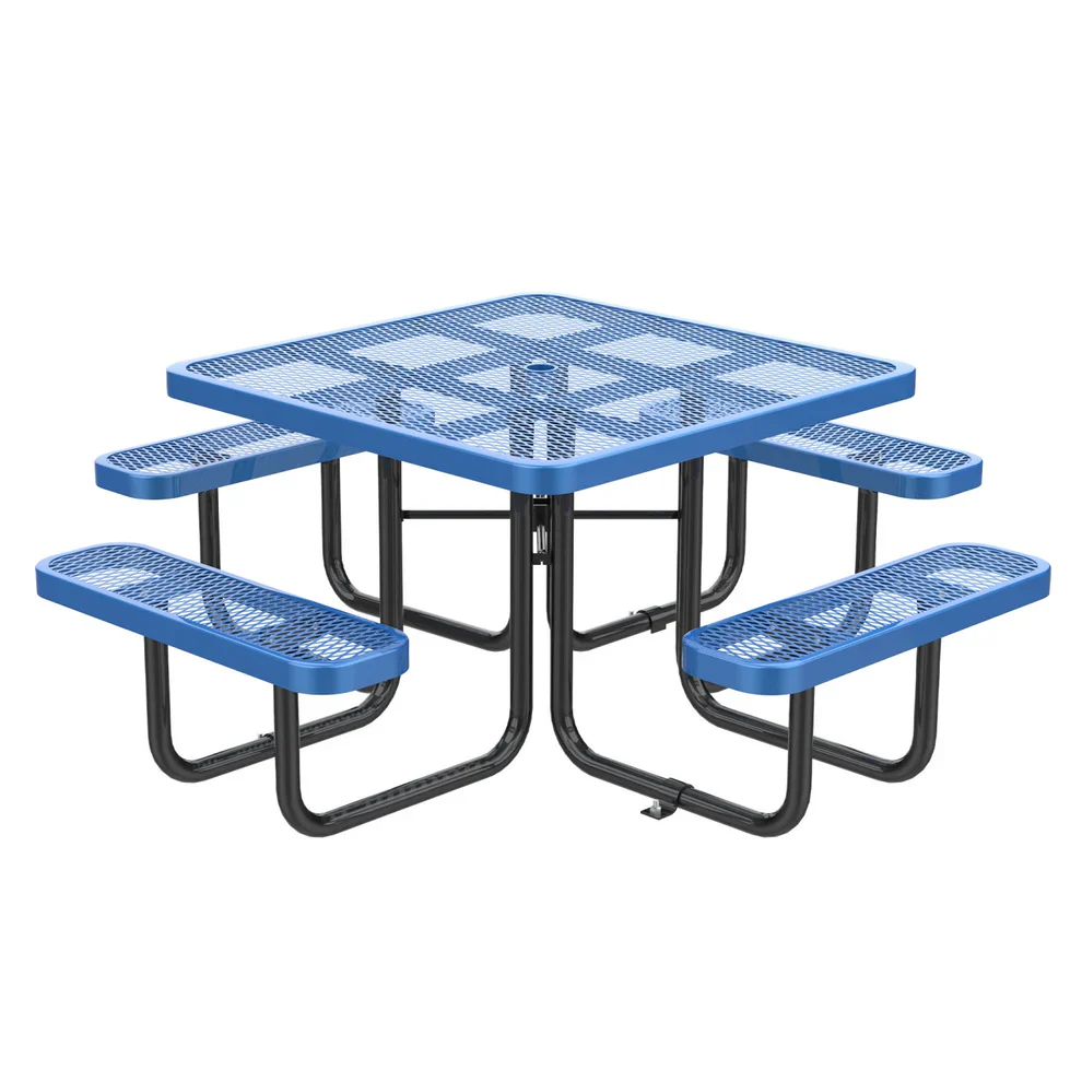 Outdoorsiness Quick Ship Commercial 46in Square Picnic Table – Thermoplastic Expanded Metal, UL Certified - Image 10