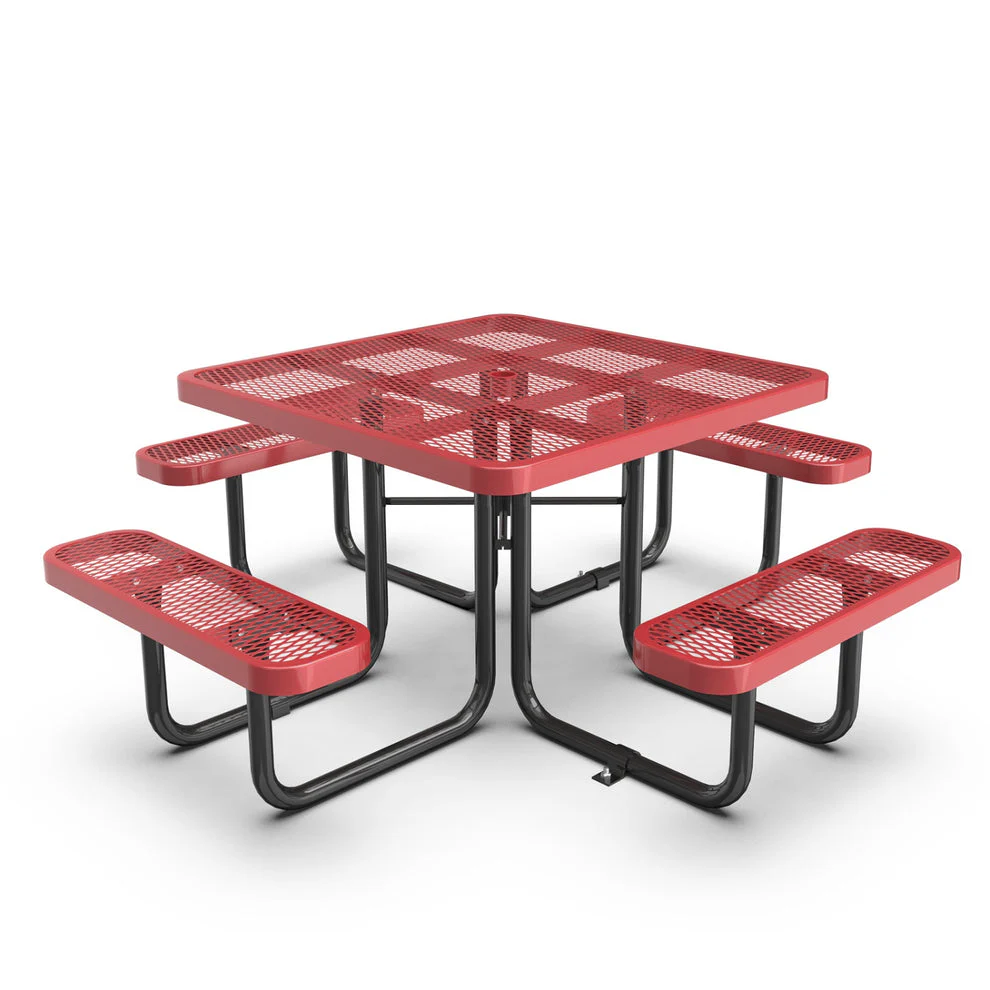 Outdoorsiness Quick Ship Commercial 46in Square Picnic Table – Thermoplastic Expanded Metal, UL Certified - Image 13